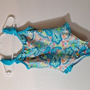 Tommy Bahama Swimsuit Paisley 4T Toddler One Piece Swim Suit Ruffles EUC